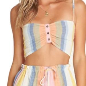 🌸BILLABONG 'Let's Go' Crop Top Rainbow/Striped Limited Edition